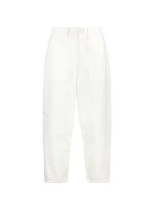 Reece Organic Cotton Stretch Barrel Leg Cargo Jeans | Soft White