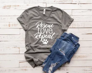 Rescue Love Repeat Shirt - Dog Mom Shirt - Rescue Shirt - Dog Mom T Shirt - Funny Dog Shirt - Funny T Shirt Unisex T-Shirt