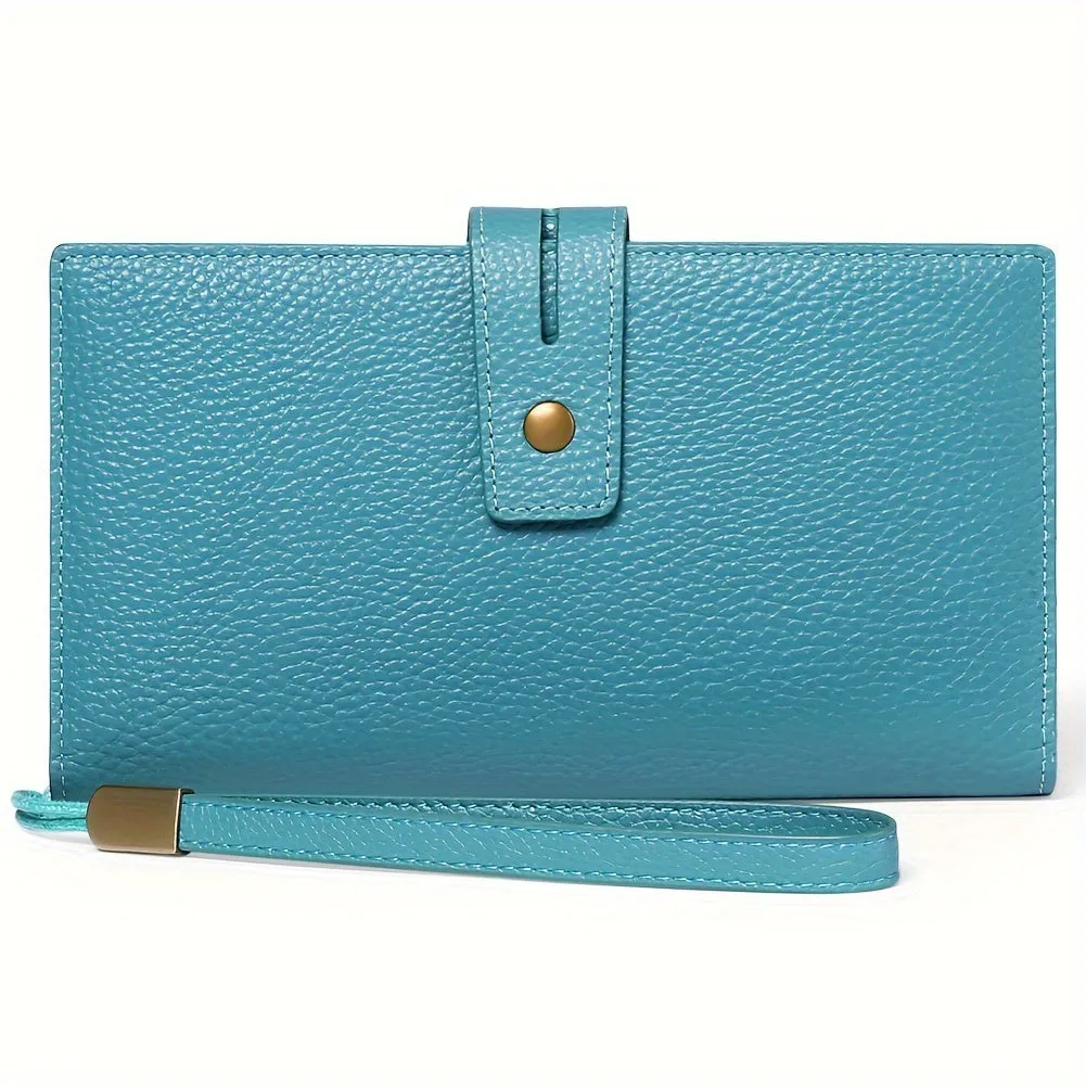 RFID-Safe Chic Leather Trifold Wallet for Women: Large Capacity, Zip Pocket, Wristlet Included, Stylish & Secure