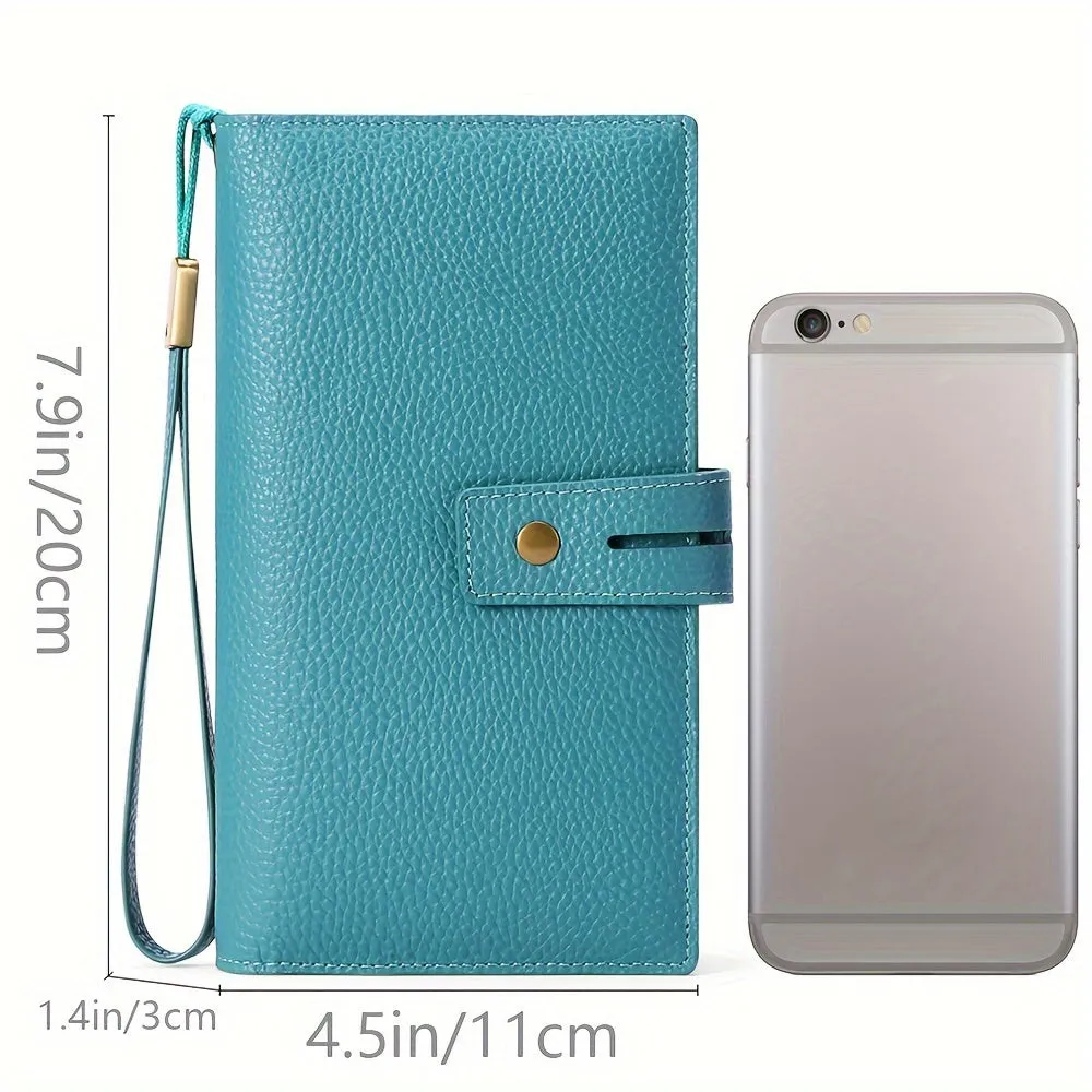 RFID-Safe Chic Leather Trifold Wallet for Women: Large Capacity, Zip Pocket, Wristlet Included, Stylish & Secure