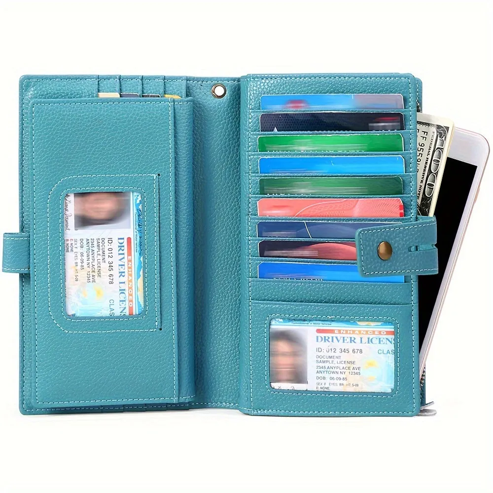 RFID-Safe Chic Leather Trifold Wallet for Women: Large Capacity, Zip Pocket, Wristlet Included, Stylish & Secure