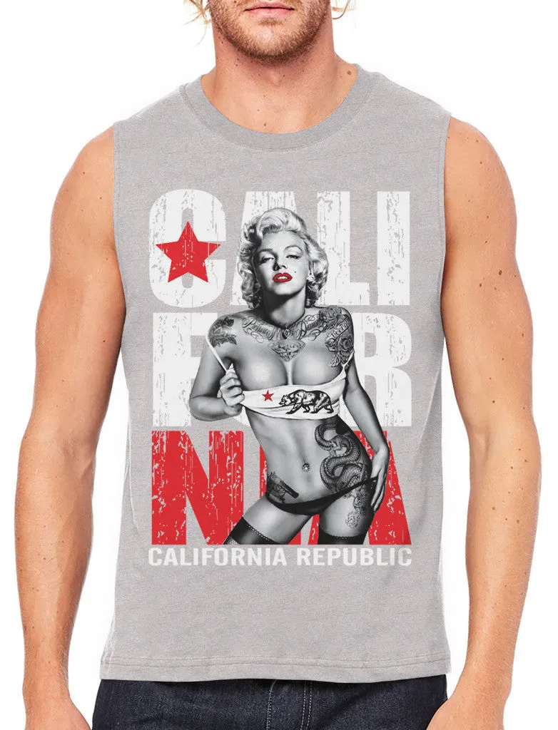 Sexy Marilyn Monroe California Republic Men's Sleeveless T-Shirt