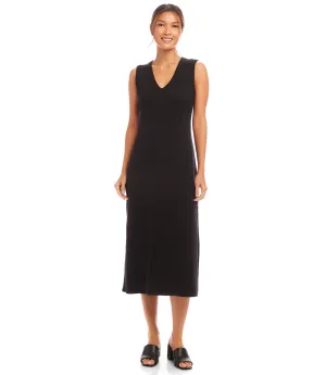 Sleeveless Ribbed V-Neck Midi Column Dress