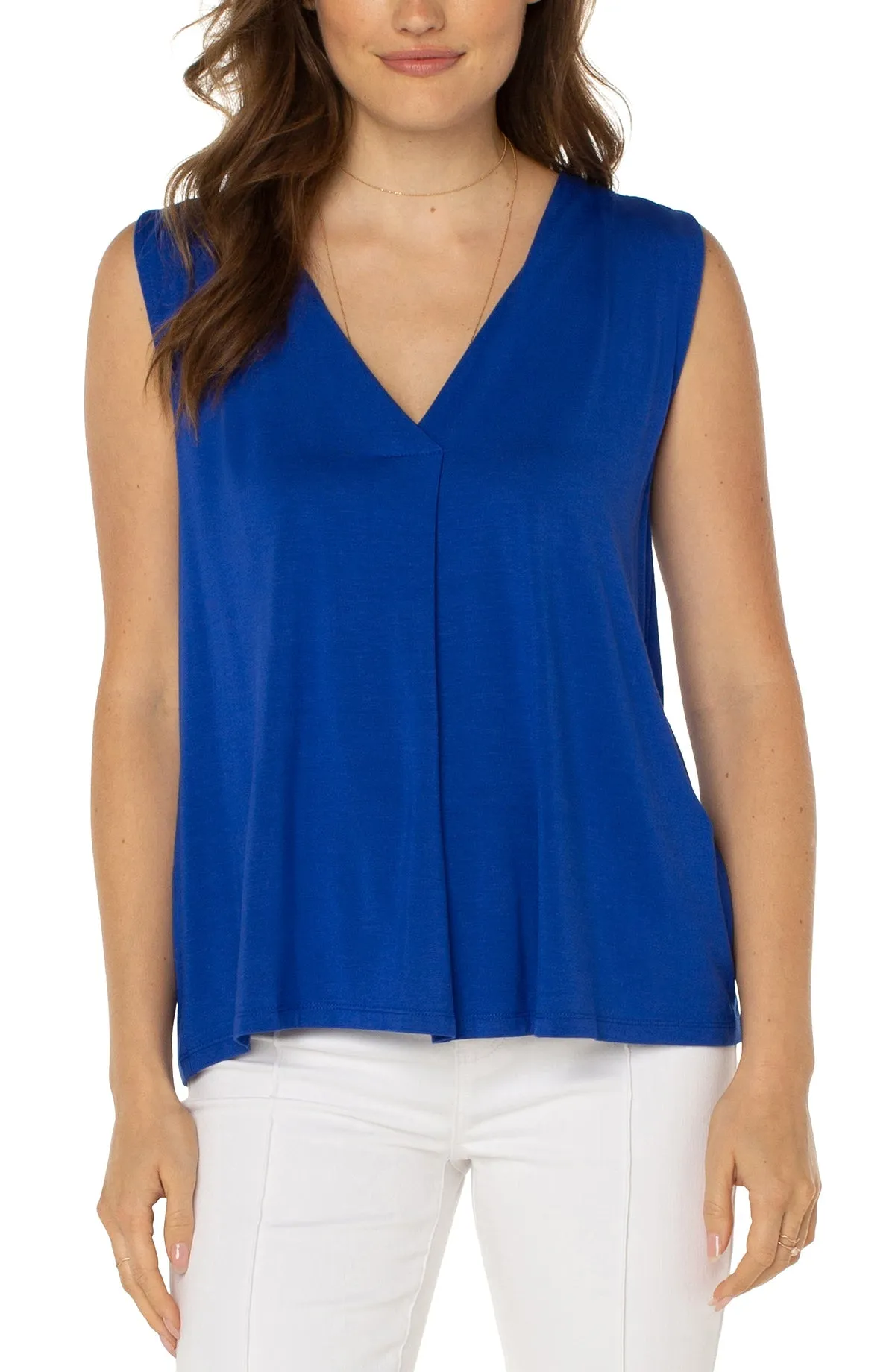 Sleeveless V-Neck Knit Top - Bombshell Blue