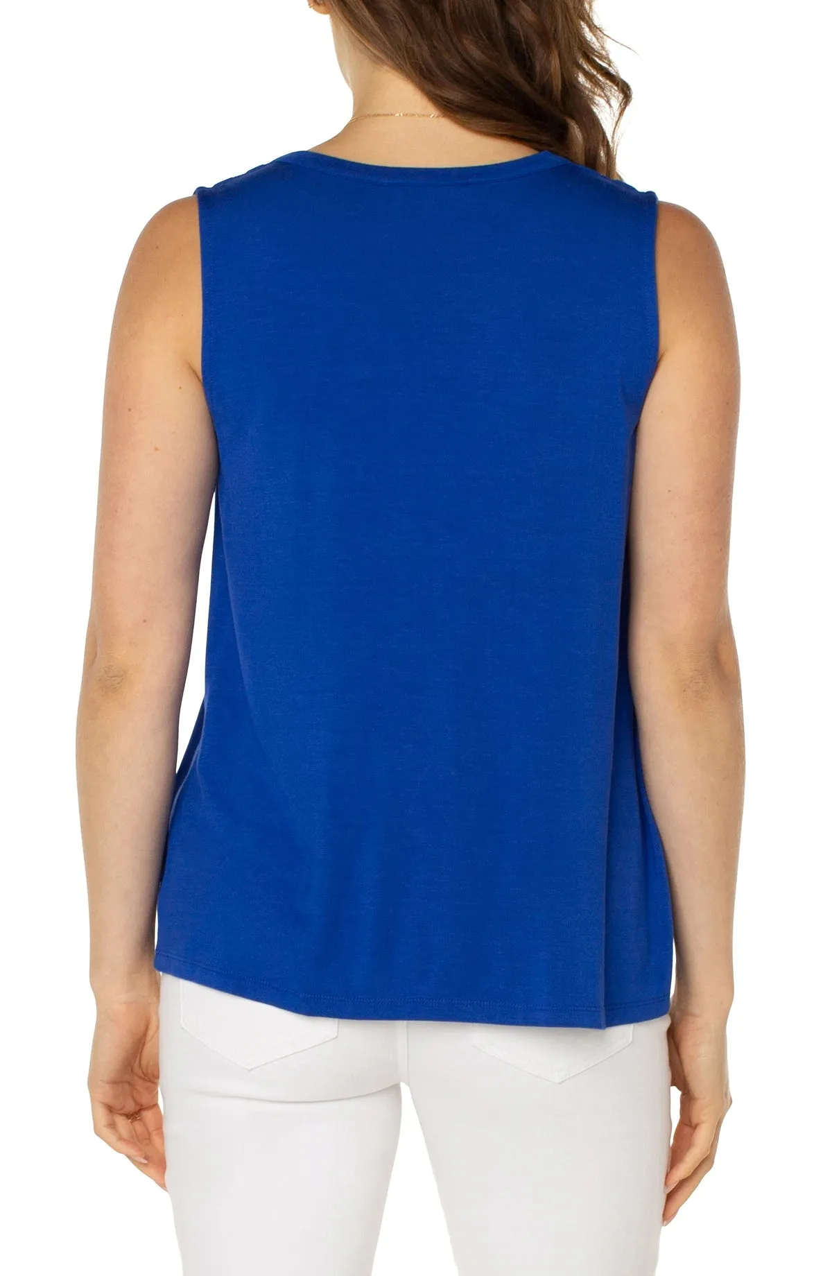 Sleeveless V-Neck Knit Top - Bombshell Blue