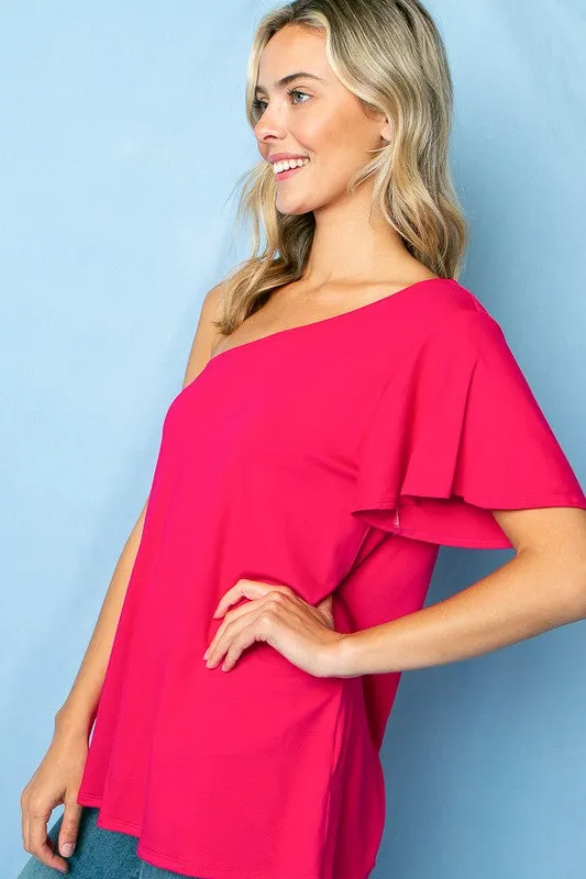 SOLID ONE SHOULDER TOP
