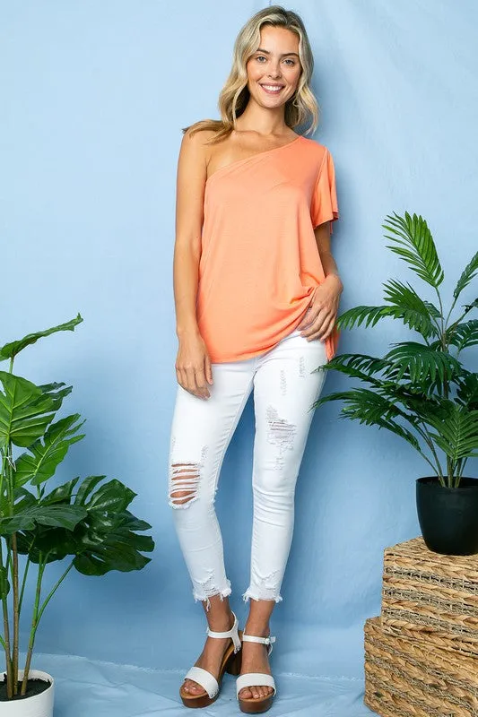 SOLID ONE SHOULDER TOP