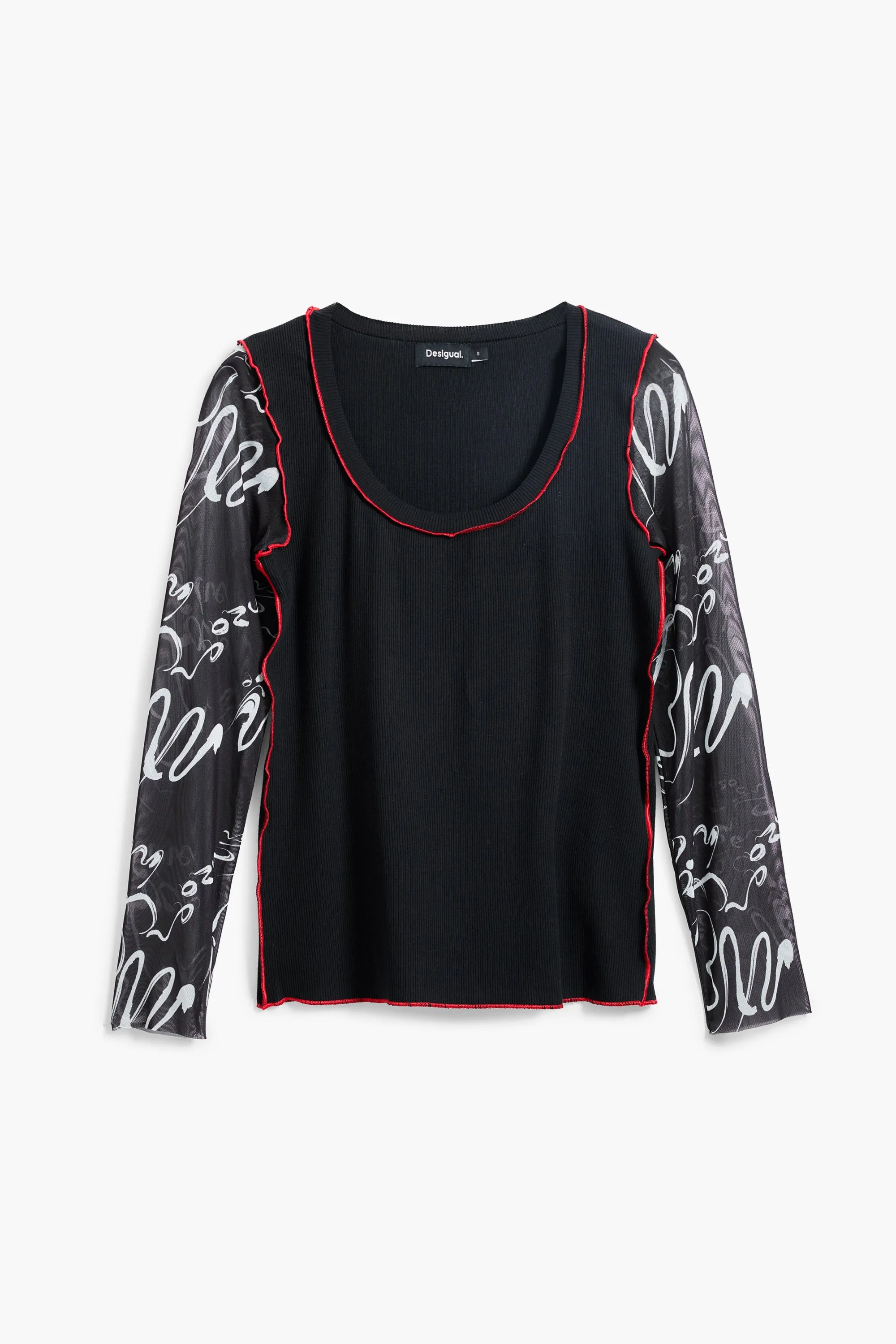 Squiggle Sleeve Black Tee
