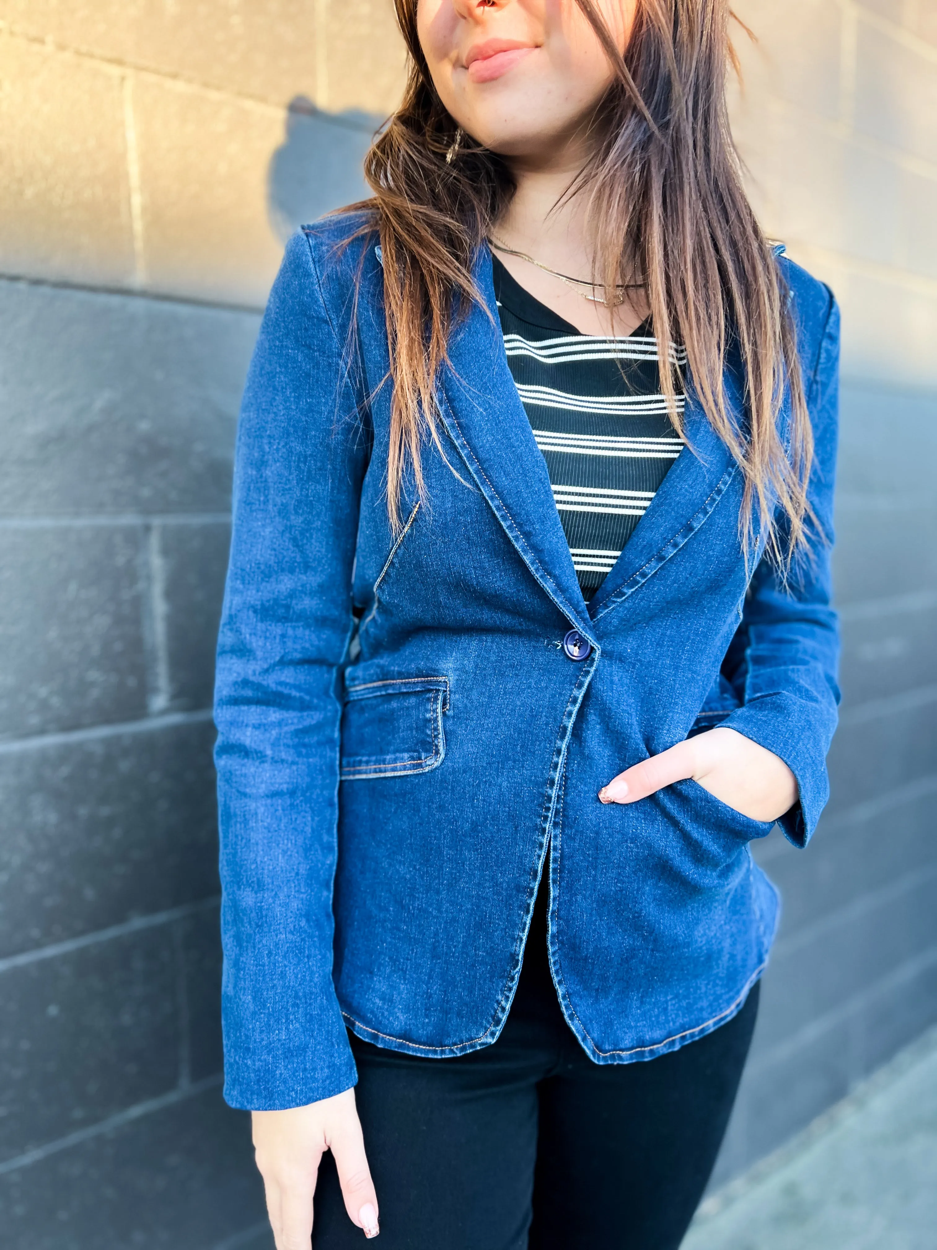 Sterling Premium Structured Lined Denim Blazer