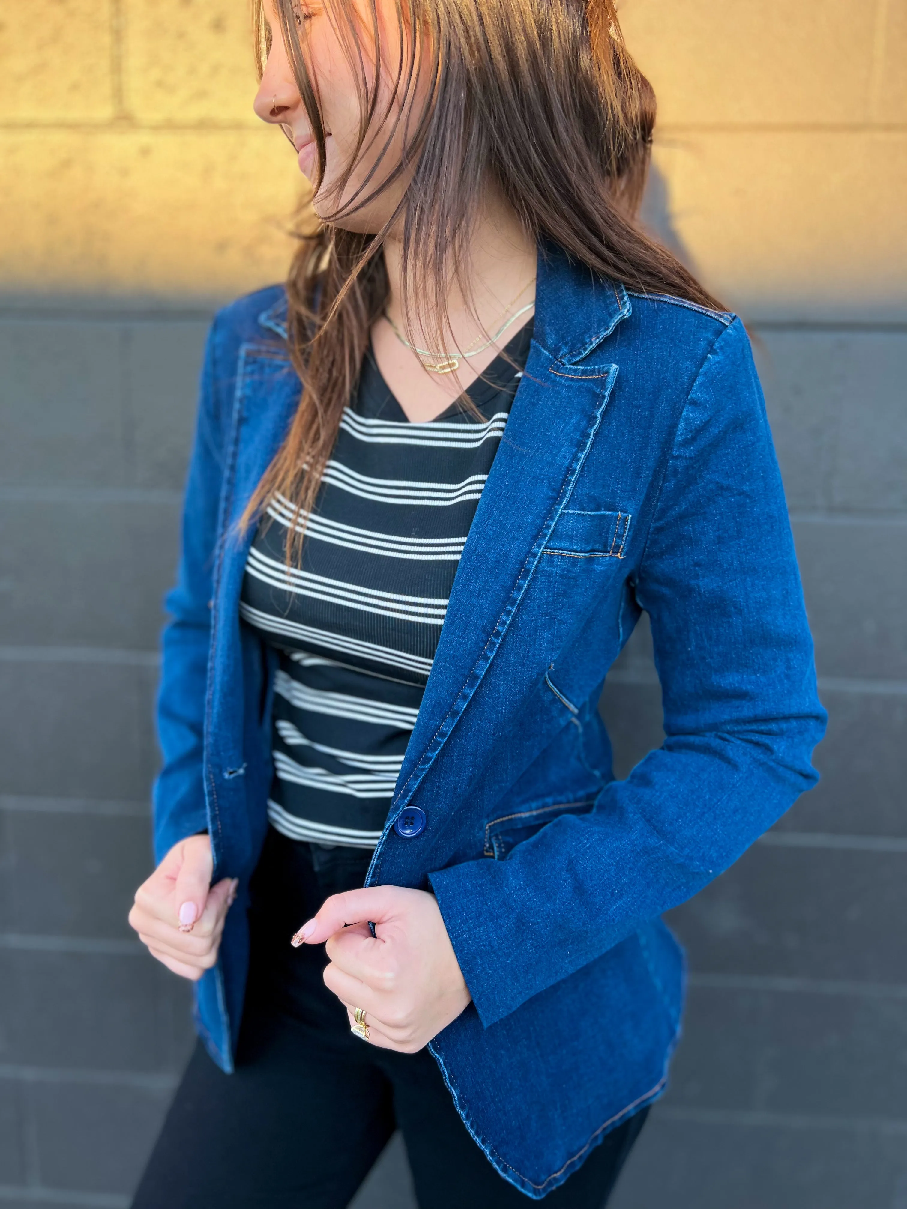 Sterling Premium Structured Lined Denim Blazer