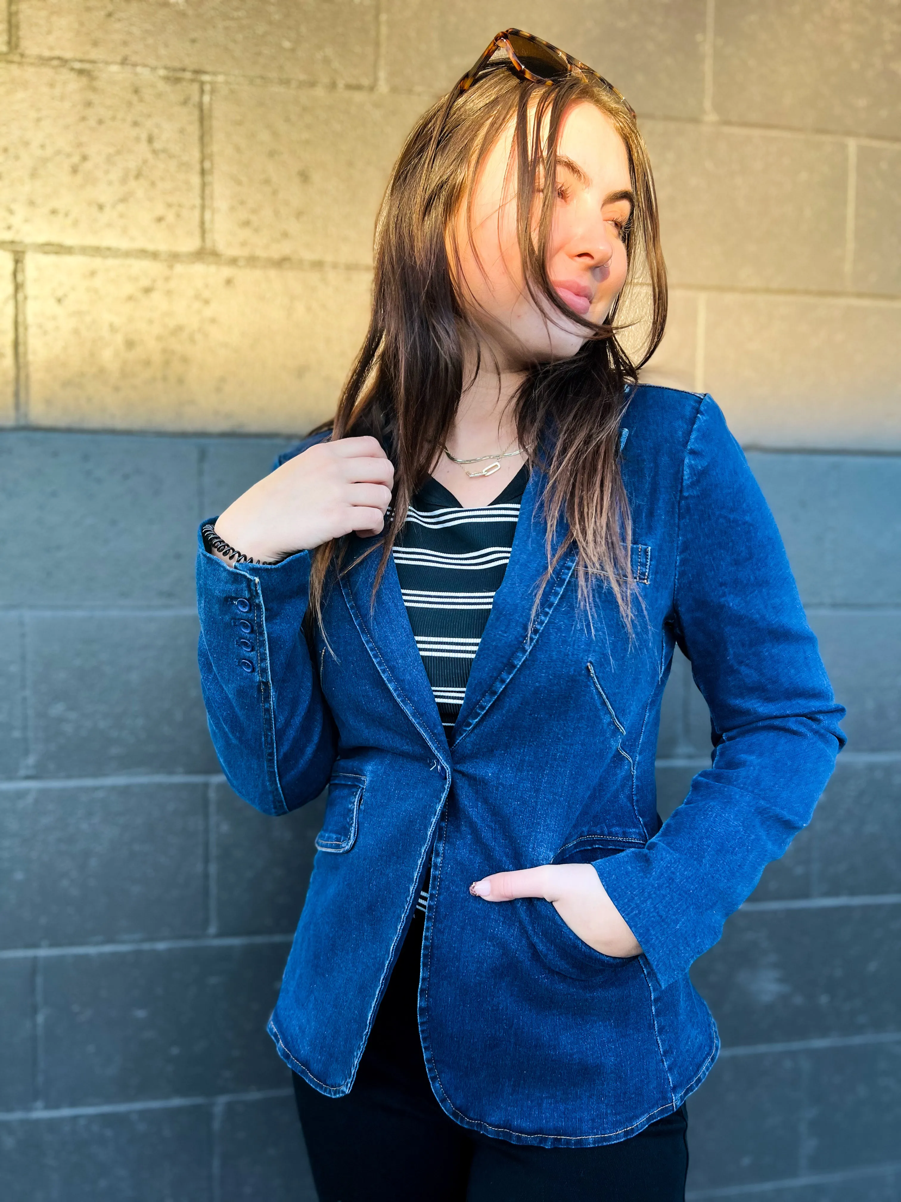 Sterling Premium Structured Lined Denim Blazer
