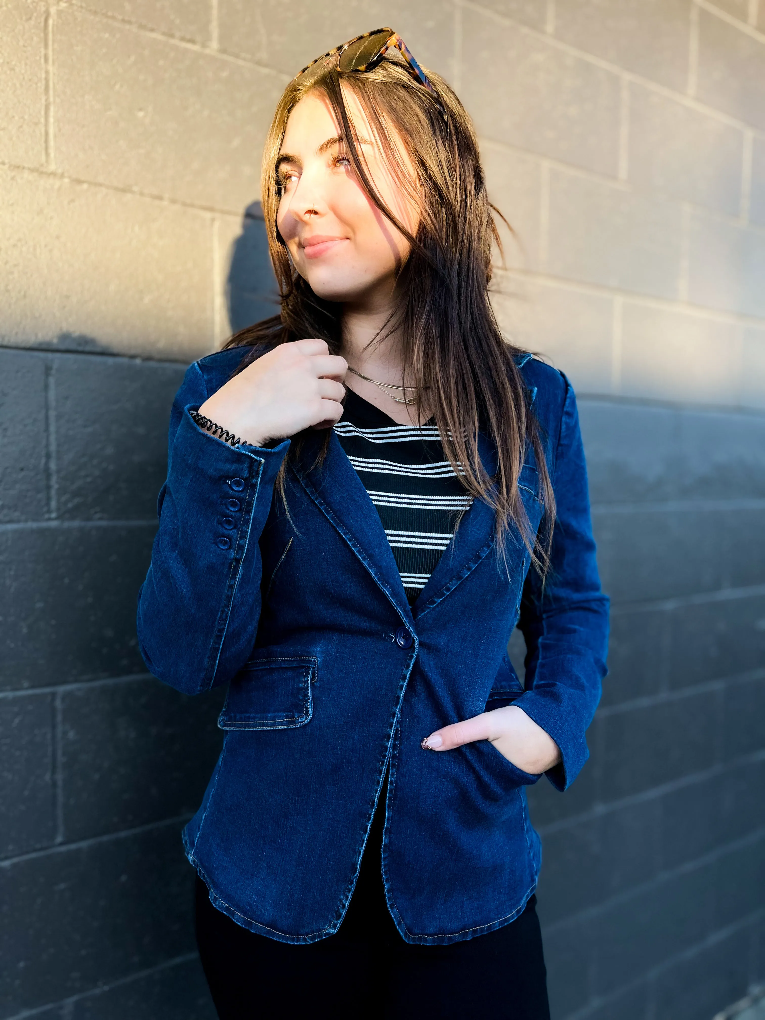 Sterling Premium Structured Lined Denim Blazer