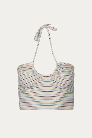 STRIPED STRETCH-MODAL HALTERNECK TOP