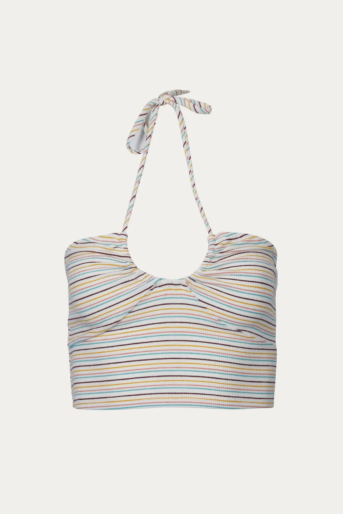 STRIPED STRETCH-MODAL HALTERNECK TOP