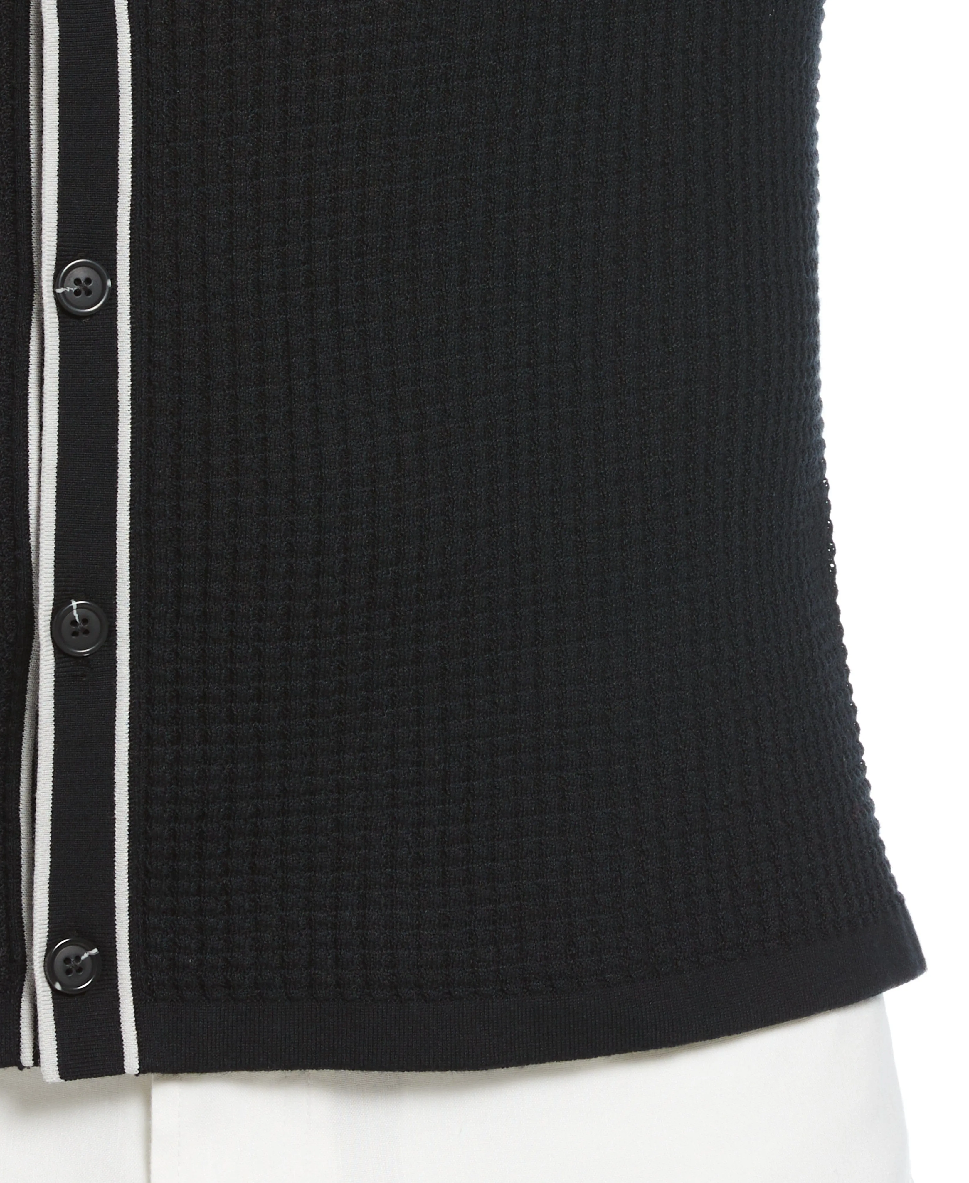 Tipped Textured Knit Sweater Shirt