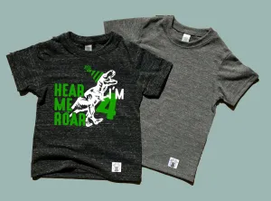 TREX Birthday Shirt | I'm Four Hear Me Roar Shirt - Kids Birthday Shirt