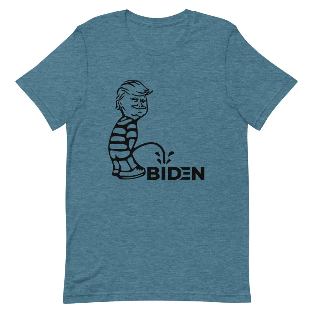 Trump piss on Biden Short-Sleeve Unisex T-Shirt
