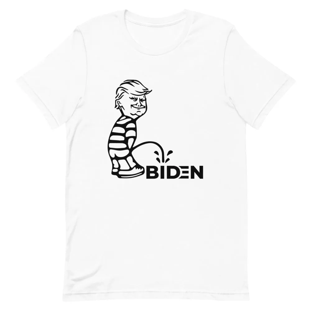 Trump piss on Biden Short-Sleeve Unisex T-Shirt