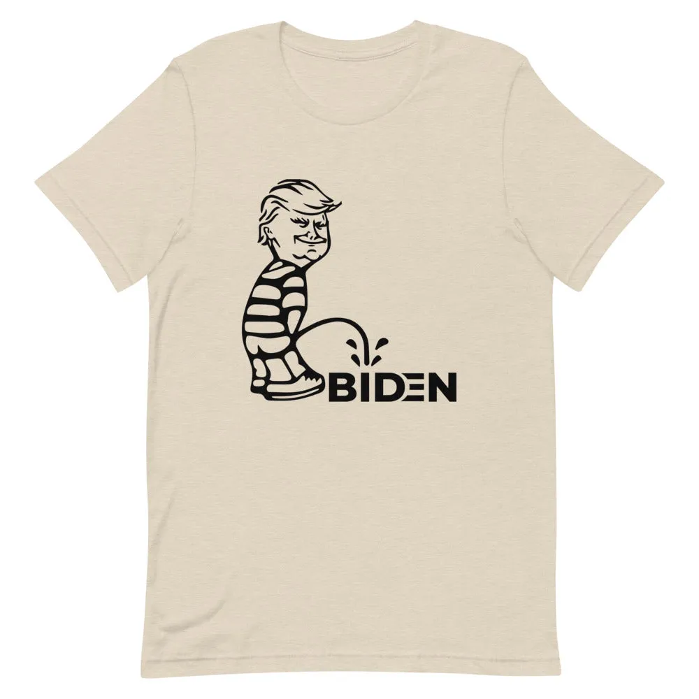Trump piss on Biden Short-Sleeve Unisex T-Shirt