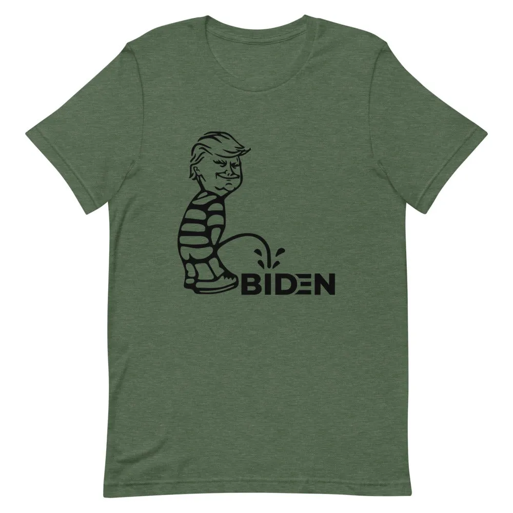 Trump piss on Biden Short-Sleeve Unisex T-Shirt