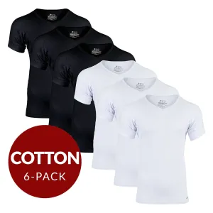 V-Neck Cotton Sweat Proof Undershirt For Men - Mix 6-Pack (3x White, Black)