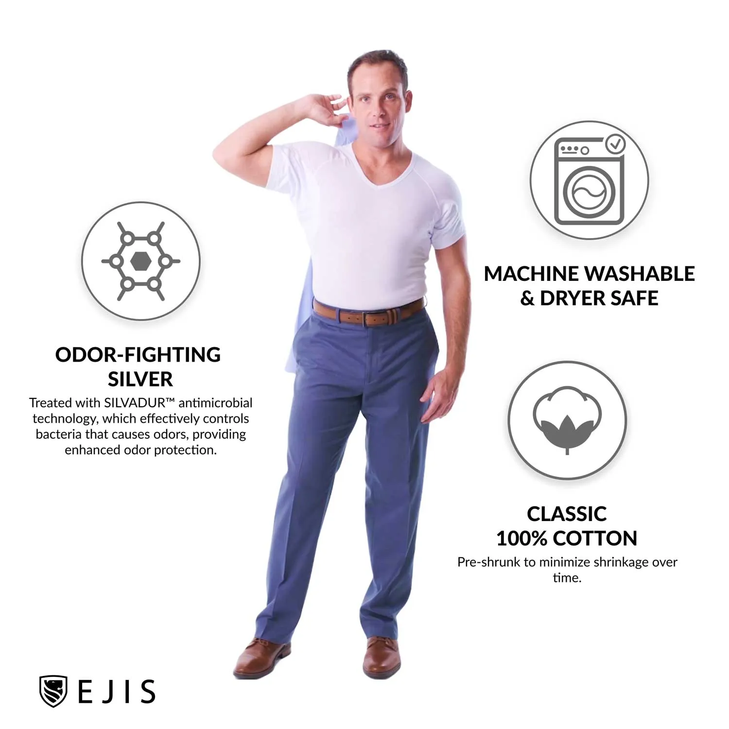 V-Neck Cotton Sweat Proof Undershirt For Men - Mix 6-Pack (3x White, Black)