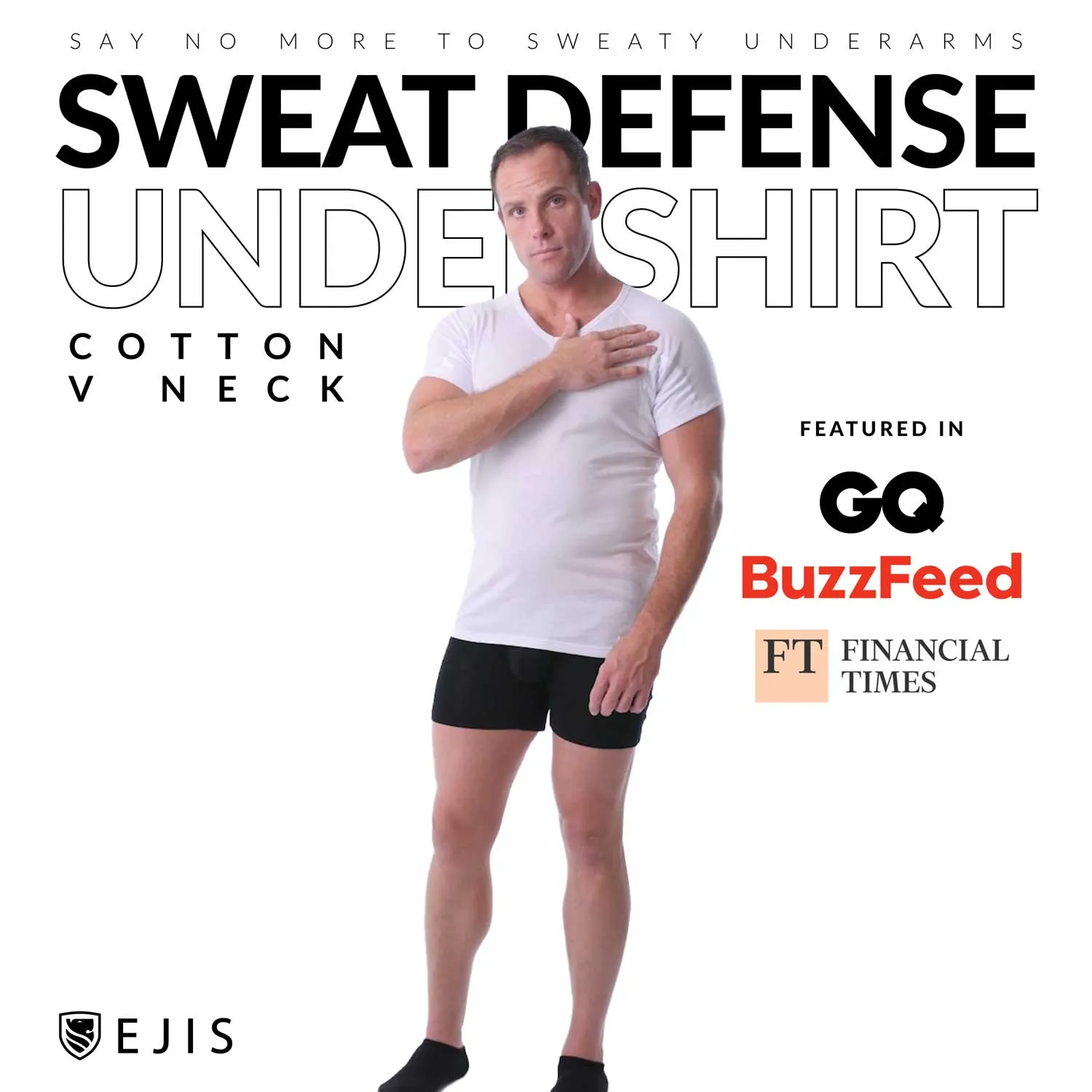 V-Neck Cotton Sweat Proof Undershirt For Men - Mix 6-Pack (3x White, Black)