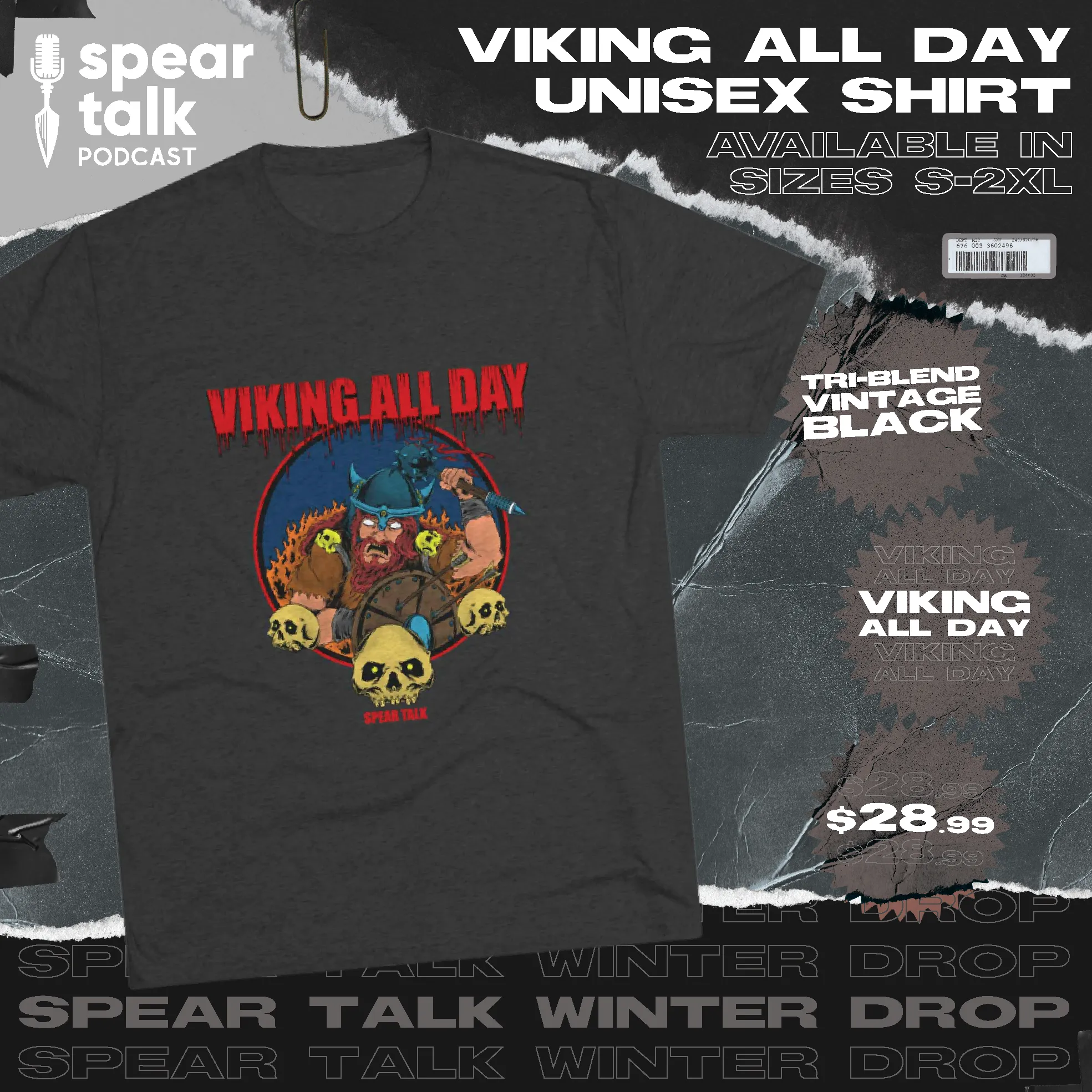 Viking All Day Unisex Tri-Blend Crew Tee