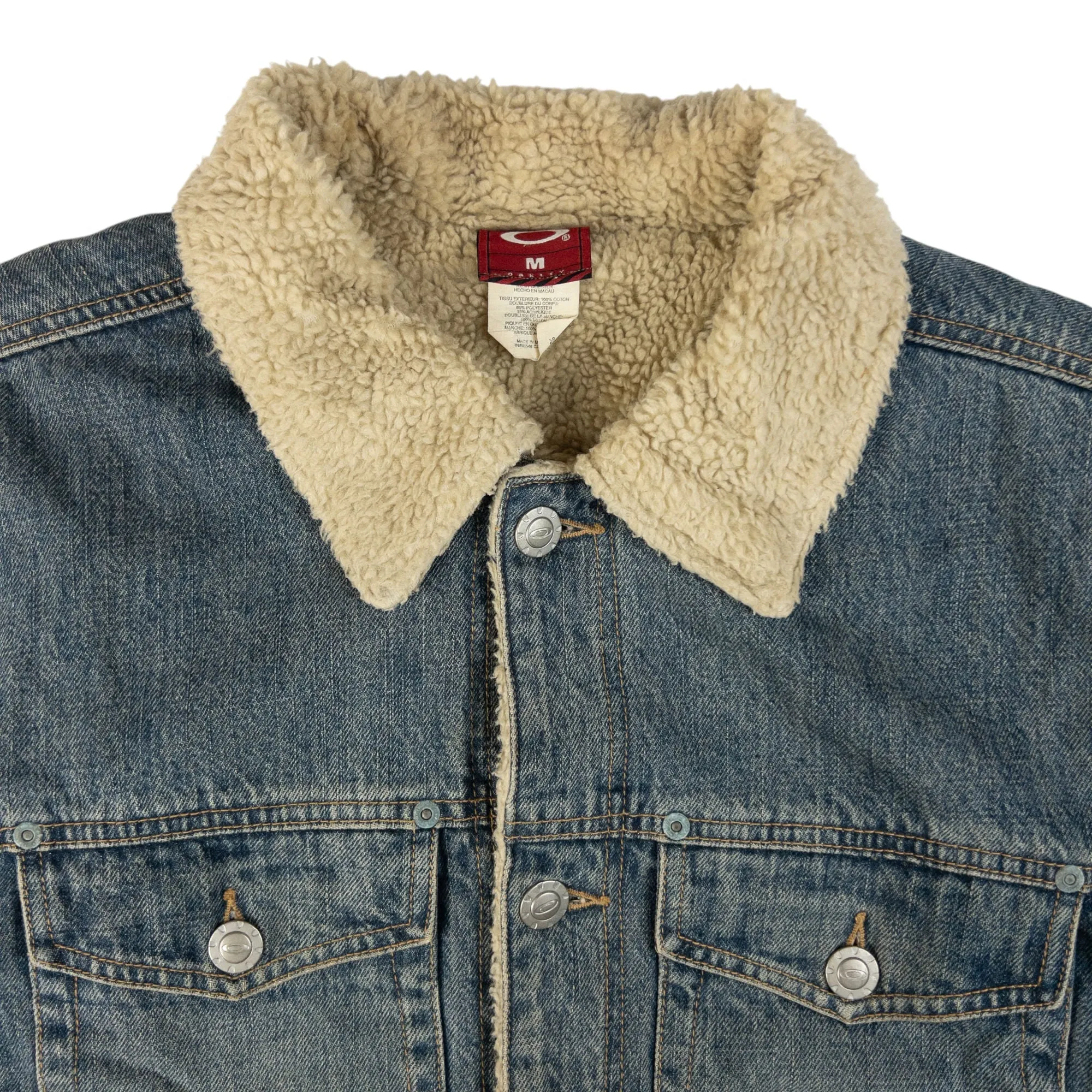 Vintage Oakley Sherpa Fleece Lined Denim Jacket Size M