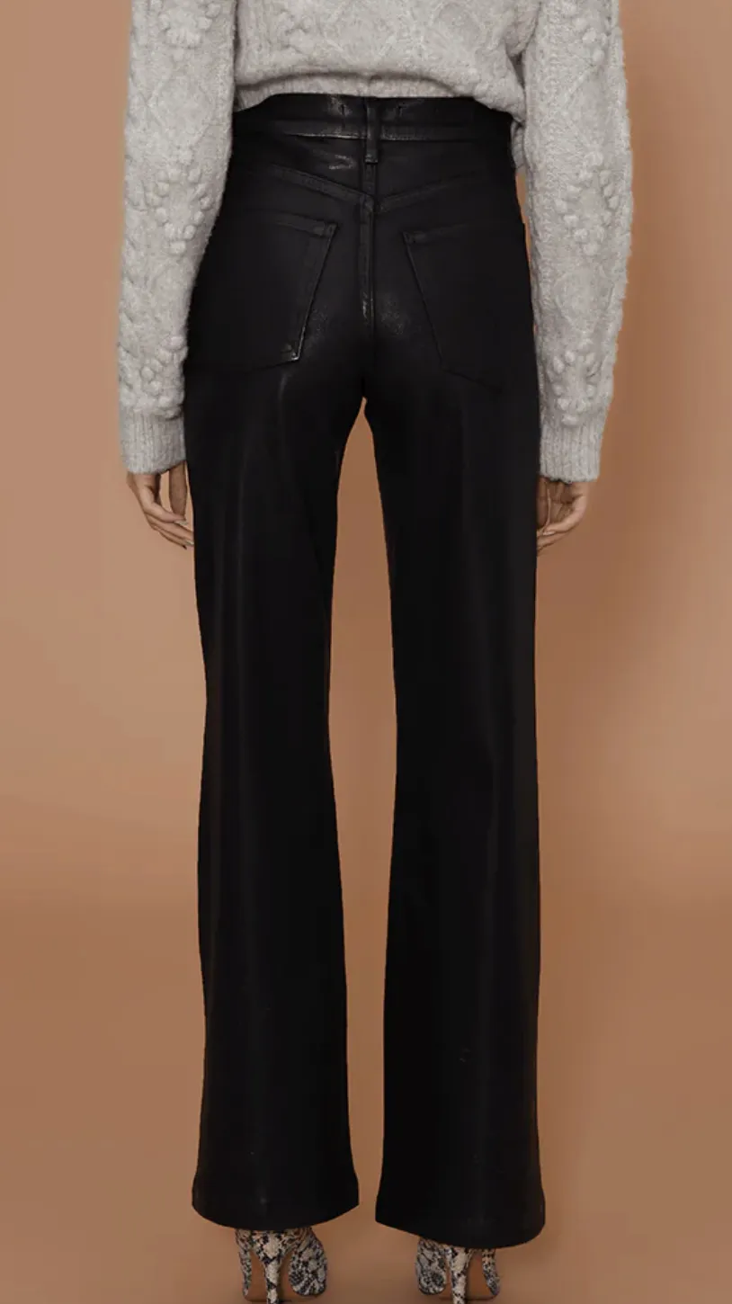 Virginia Wide Leg in Black Coated | LE JEAN