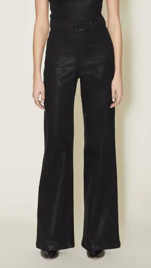Virginia Wide Leg in Black Coated | LE JEAN