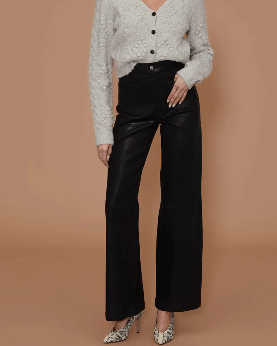 Virginia Wide Leg in Black Coated | LE JEAN