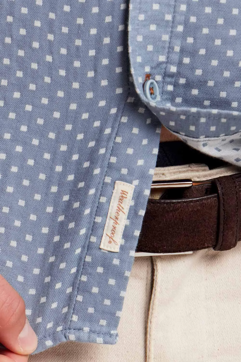 Weatherproof Vintage Double Layer Dobby Button Up Shirt for Men in Blue | S2584561GK-DUSTYBLUE