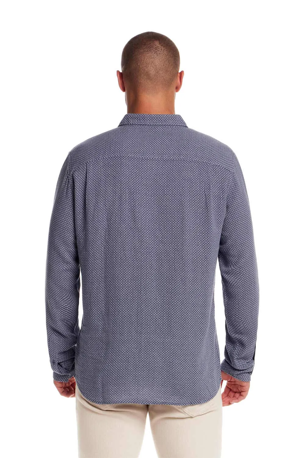 Weatherproof Vintage Jacquard Dobby Knit Button Up Shirt for Men in Vintage Blue | S2585861GK-VINTAGE BLUE