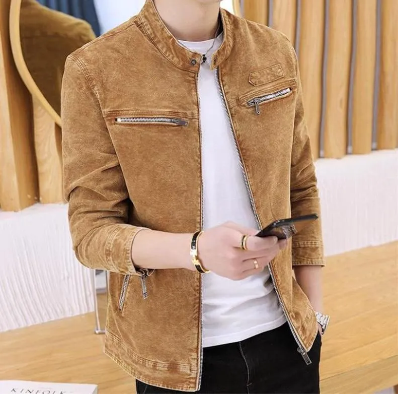 West Louis™ Solid Retro Style Denim Jacket