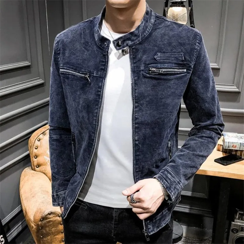 West Louis™ Solid Retro Style Denim Jacket