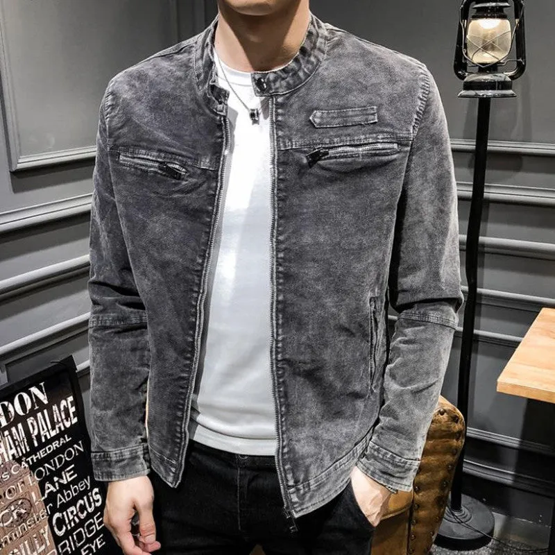 West Louis™ Solid Retro Style Denim Jacket