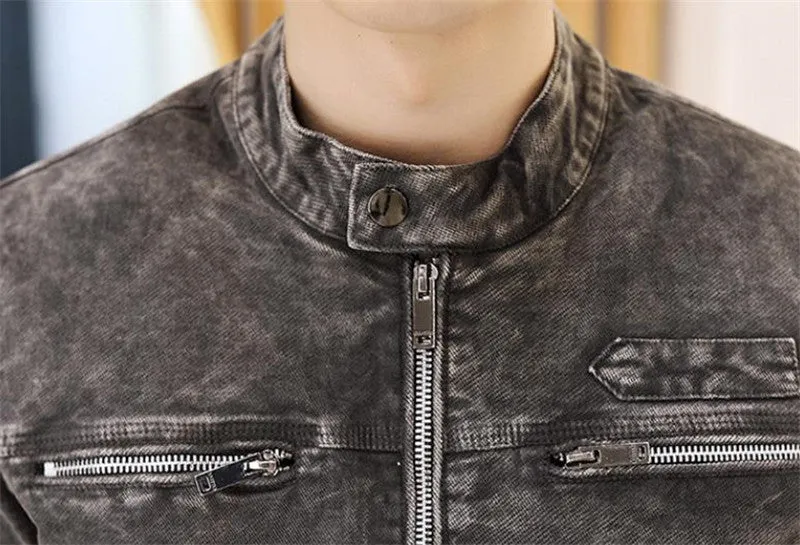 West Louis™ Solid Retro Style Denim Jacket