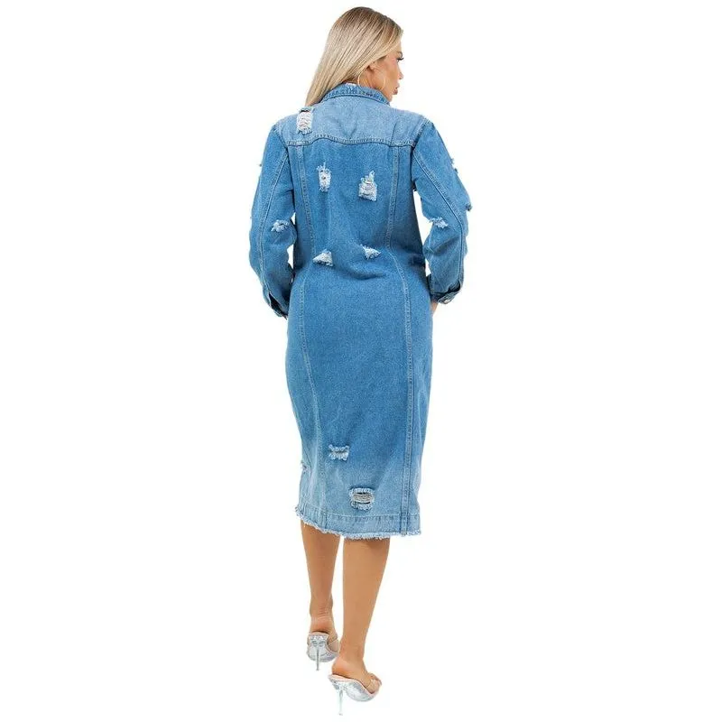 WOMEN LONG DENIM JACKET