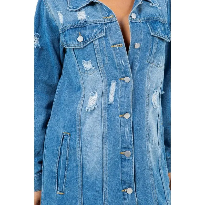 WOMEN LONG DENIM JACKET