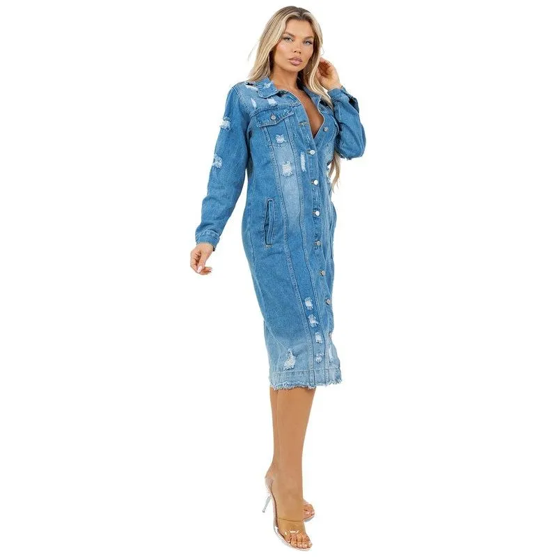 WOMEN LONG DENIM JACKET