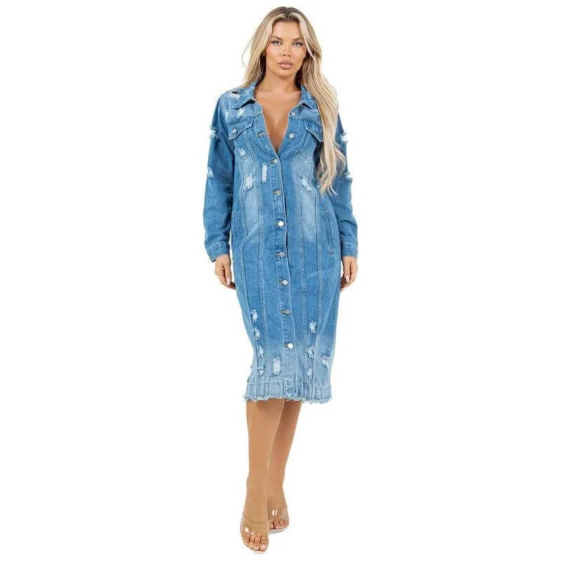 WOMEN LONG DENIM JACKET