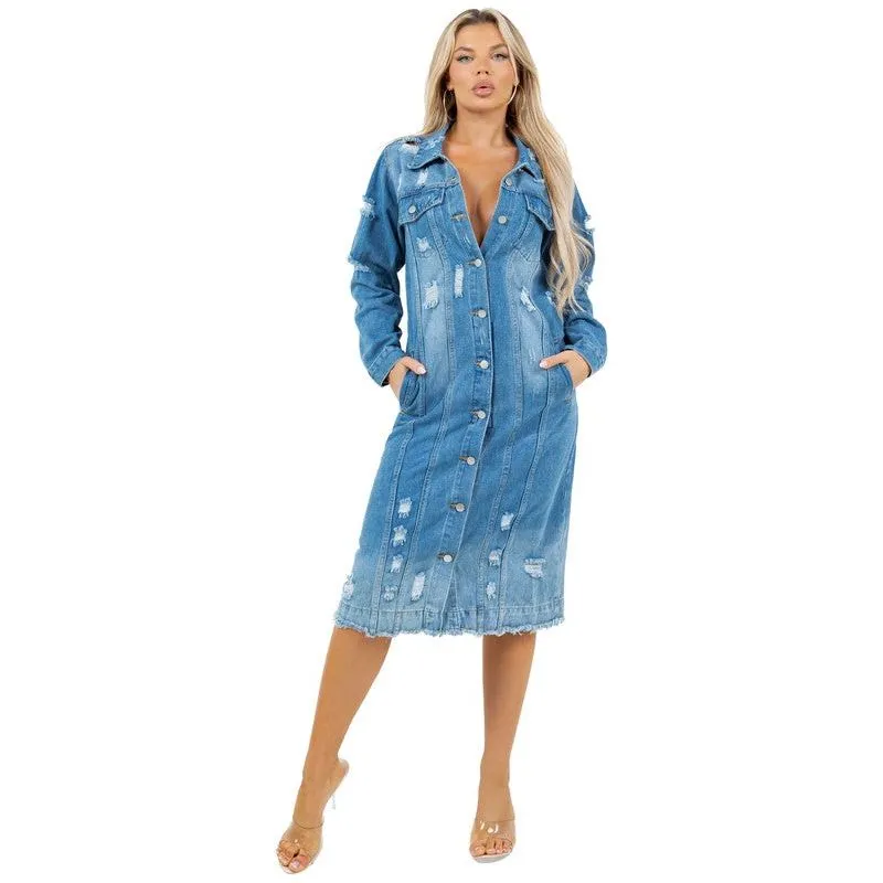 WOMEN LONG DENIM JACKET