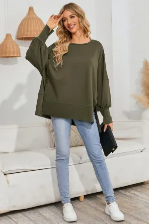 Women Patchwork Drop Shoulder Oversized Top