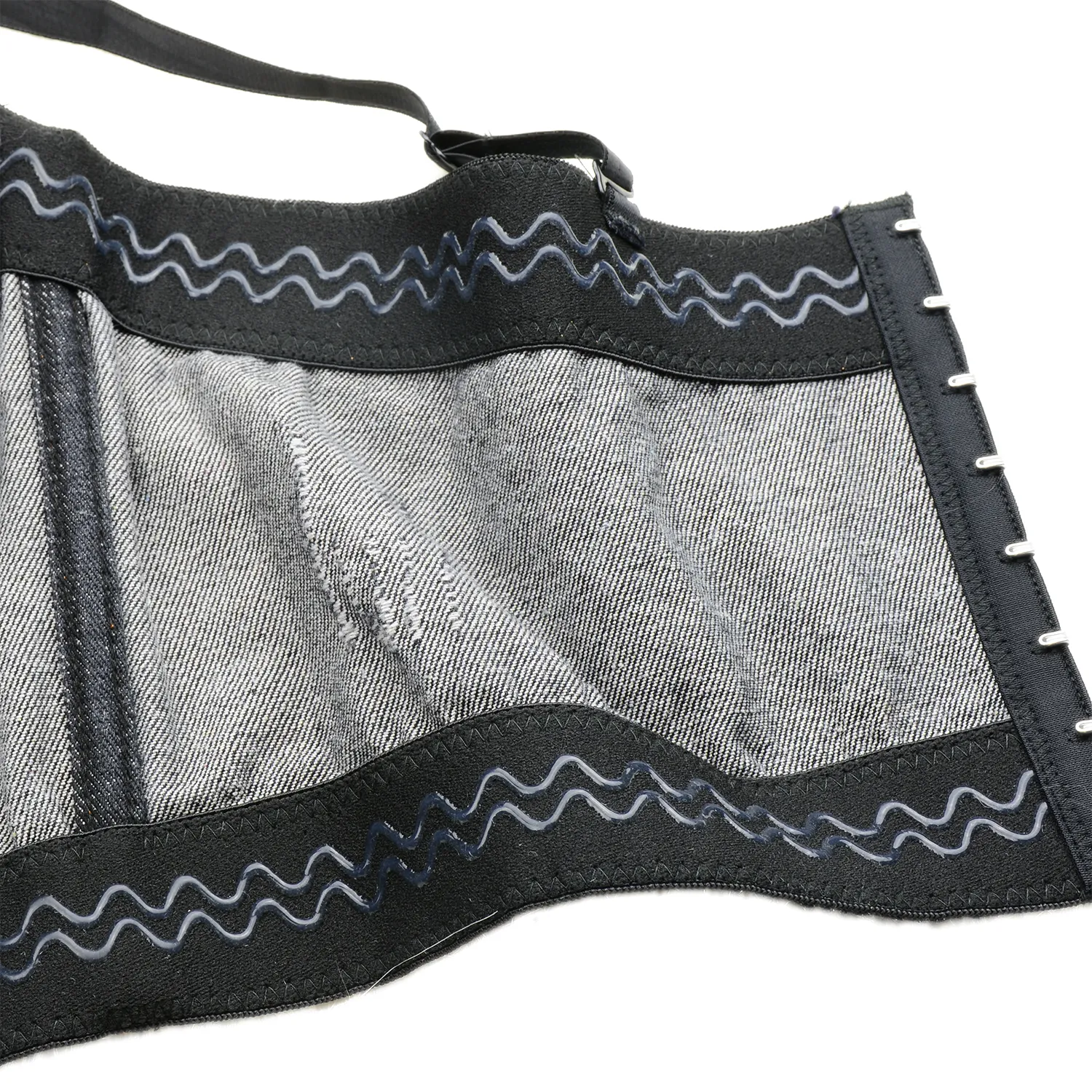 Women's Deium Bustier Crop Top Jean Corset Top Bra with Detachable Straps Black