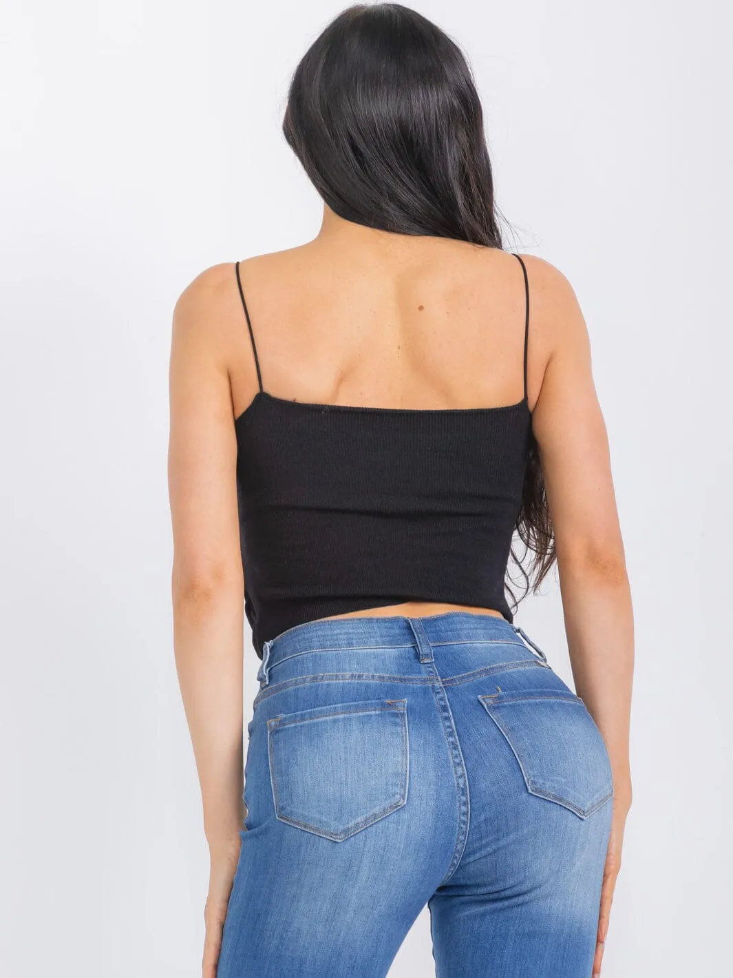 WOMEN'S SLEEVELESS RUCHED STUDS DETAILED TANK TOP