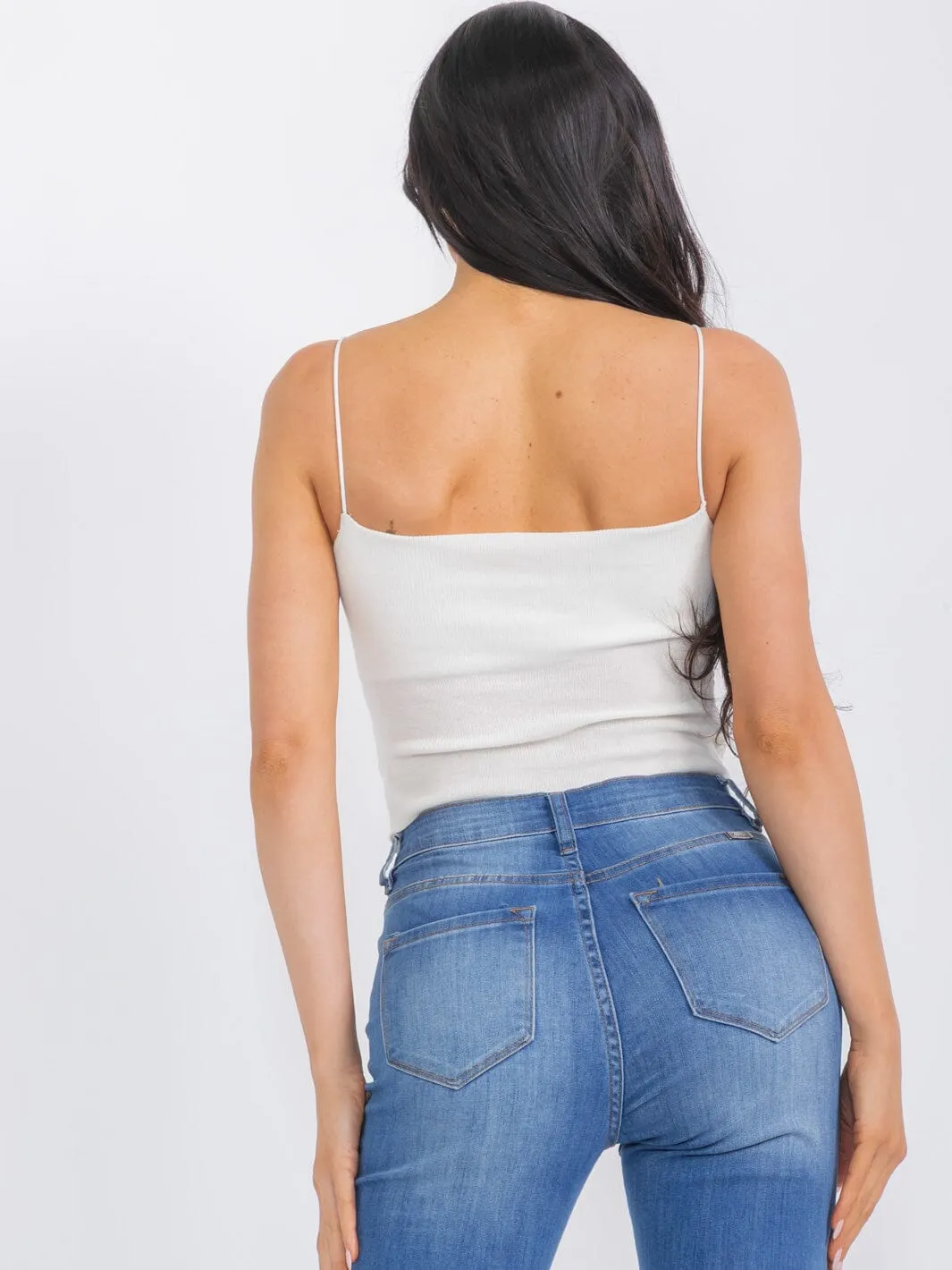 WOMEN'S SLEEVELESS RUCHED STUDS DETAILED TANK TOP