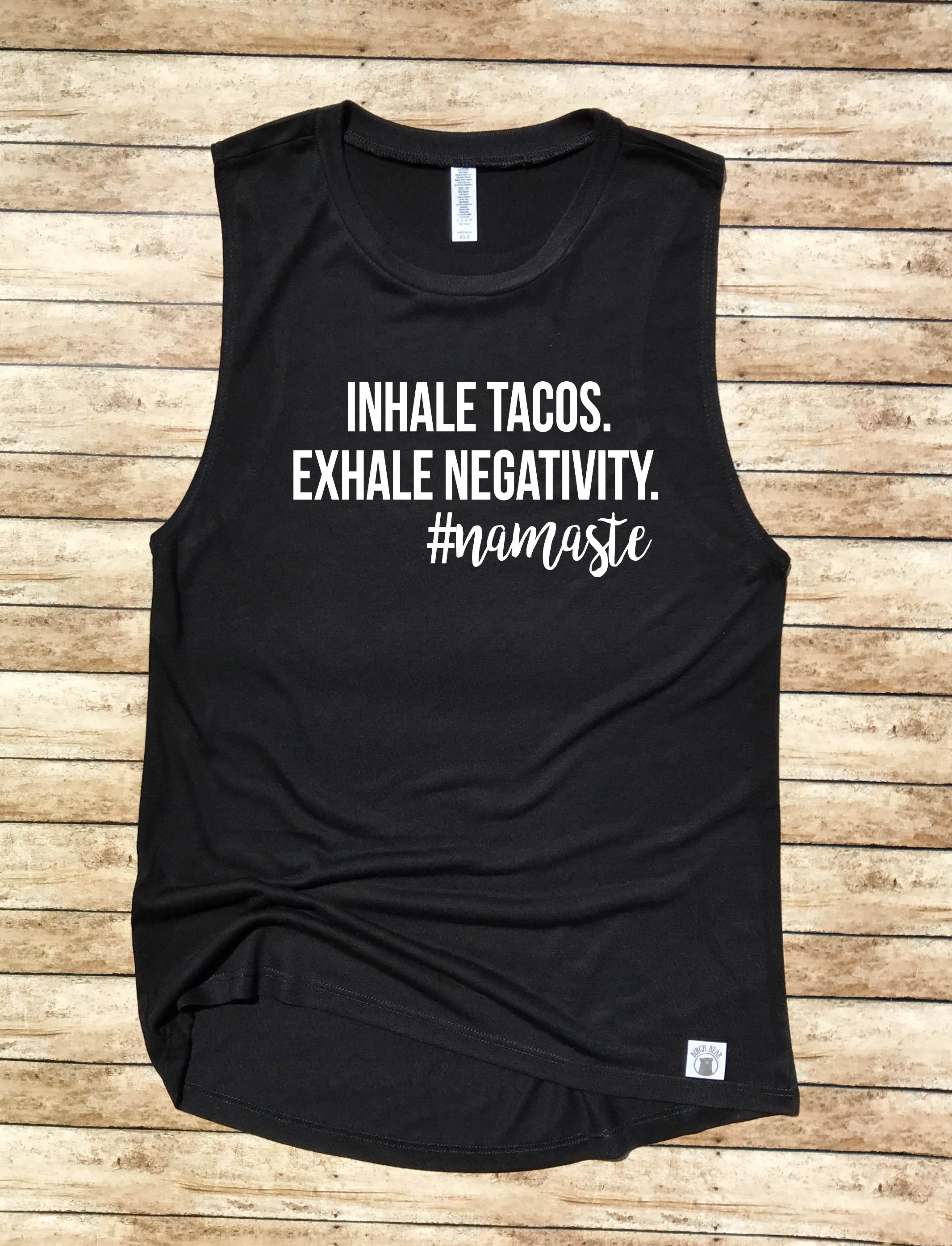 Women's Yoga Tank - Inhale Tacos  Exhale Negativity Namaste