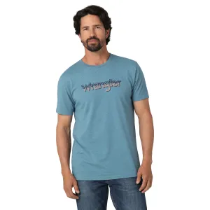 Wrangler Men's "Wrangler Stars & Stripes Logo" Tee in Light Heather Blue
