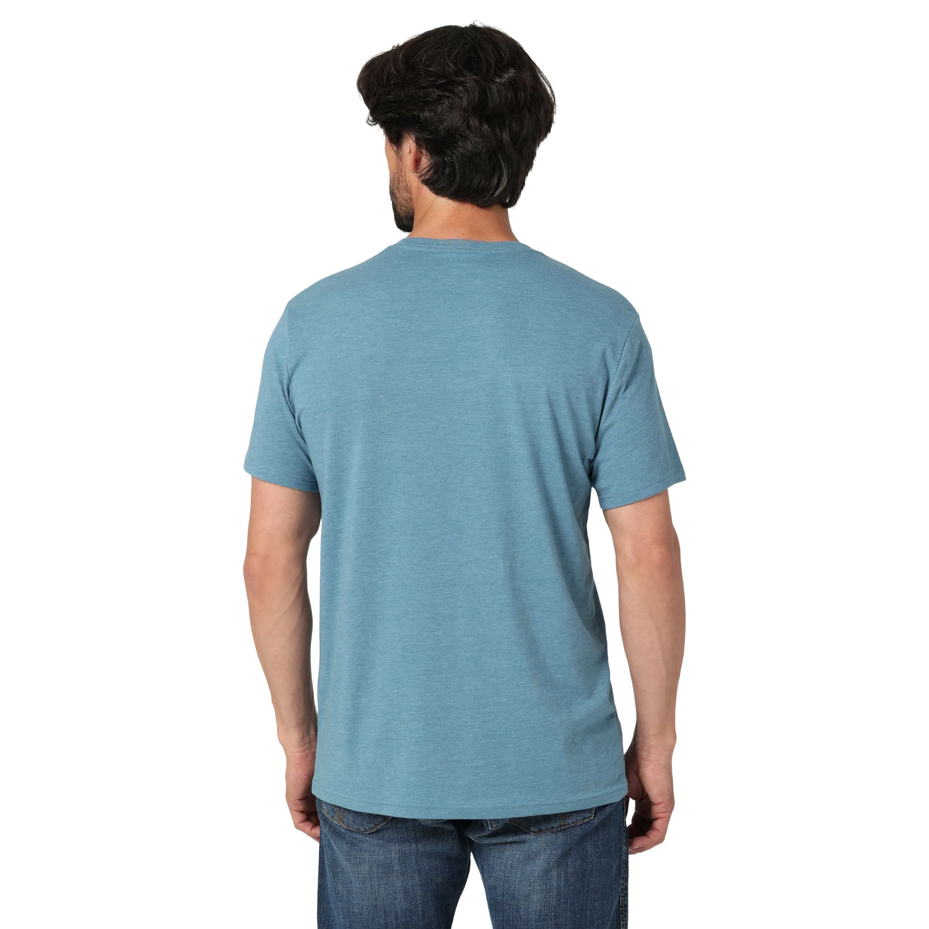 Wrangler Men's "Wrangler Stars & Stripes Logo" Tee in Light Heather Blue